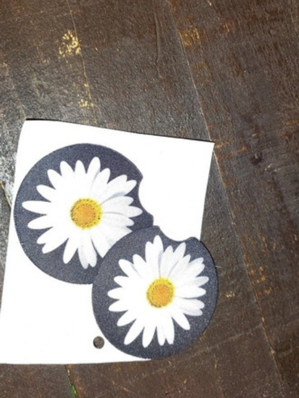Daisy Flower Car Coasters  in White & Black Like New